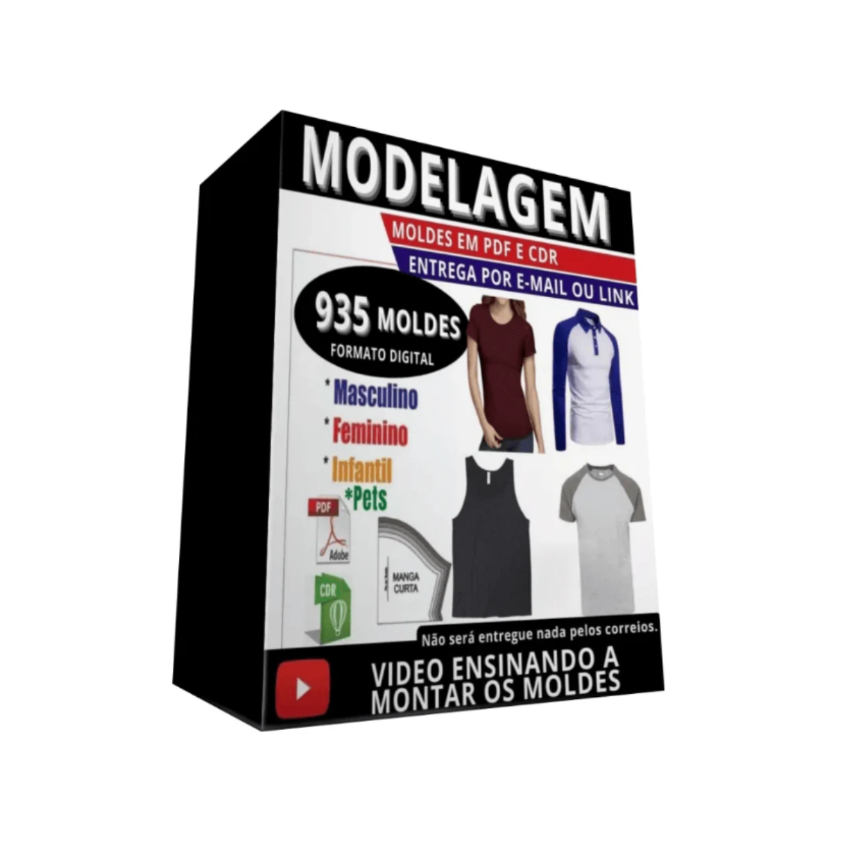 Kit 935 Moldes Roupas Imprimir PDF Fabricar tamanho real Arquivos