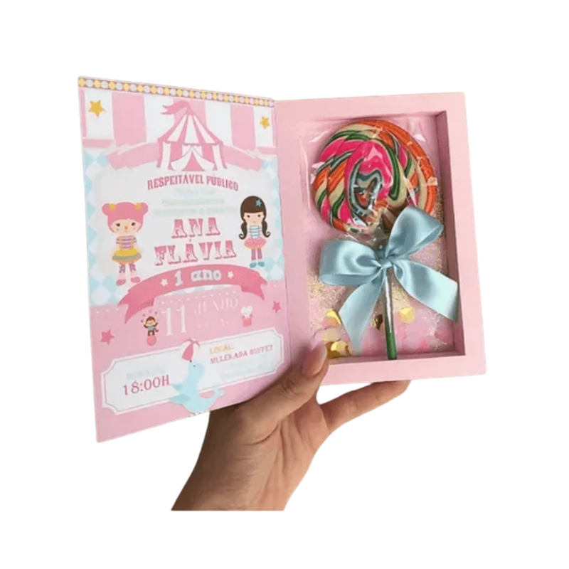 Molde Limpo Caixa Convite Pirulito Arquivo Silhouette E Png