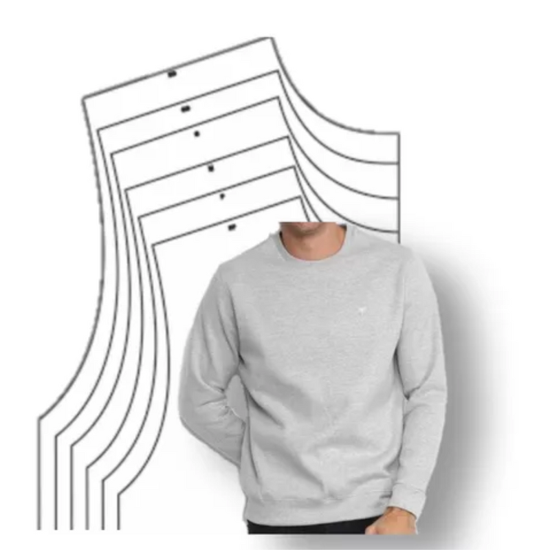 5 Moldes Profissionais Moletom Básico Gabarito Blusa Masculina