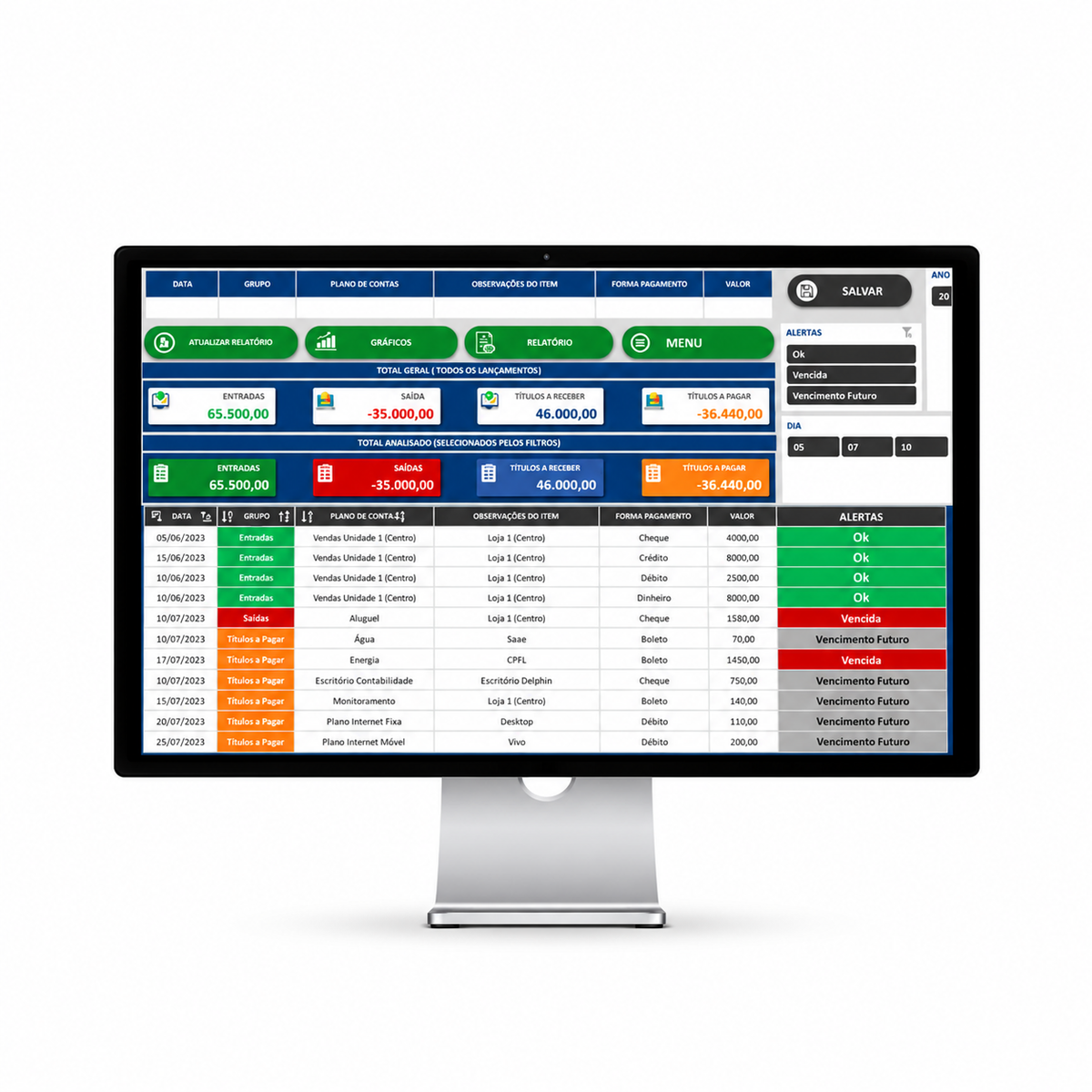 Planilha Empresarial Fluxo Caixa Financeira Dashboard Gráficos