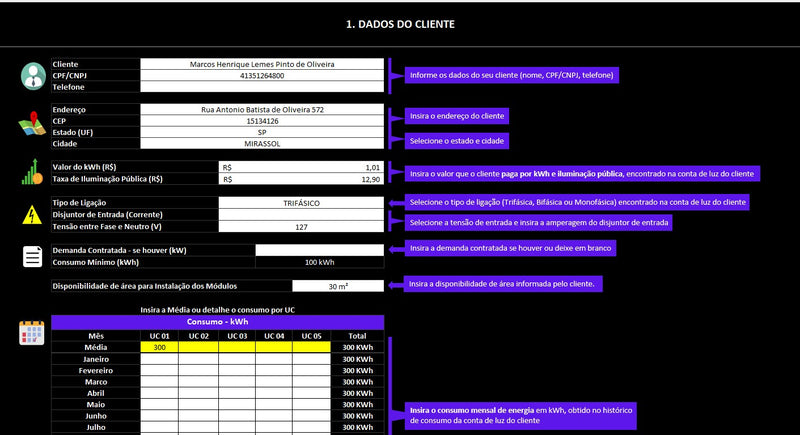 Planilha Para Energia Solar Fotovoltaica Propósta Comercial Automática