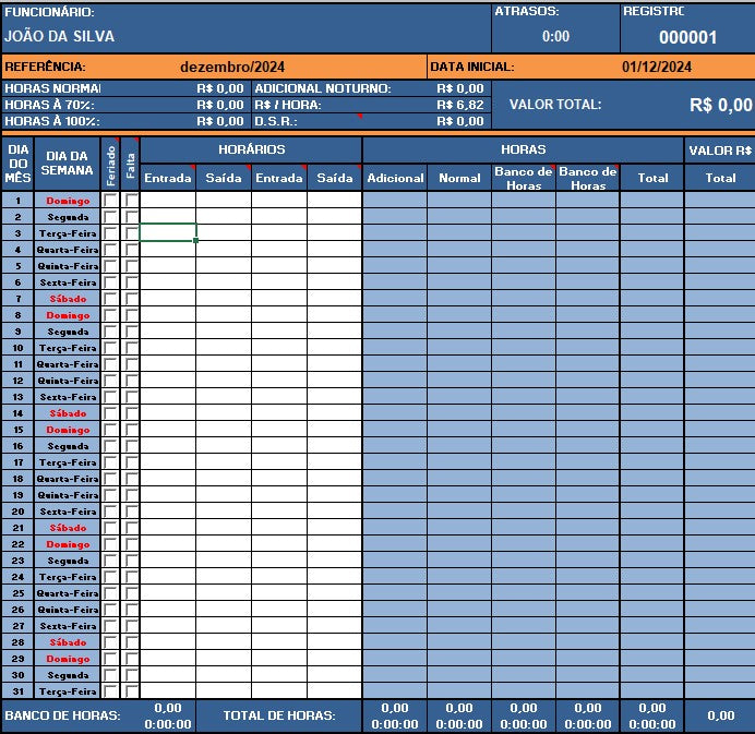 Time Card Spreadsheet and Control of Overtime Worked