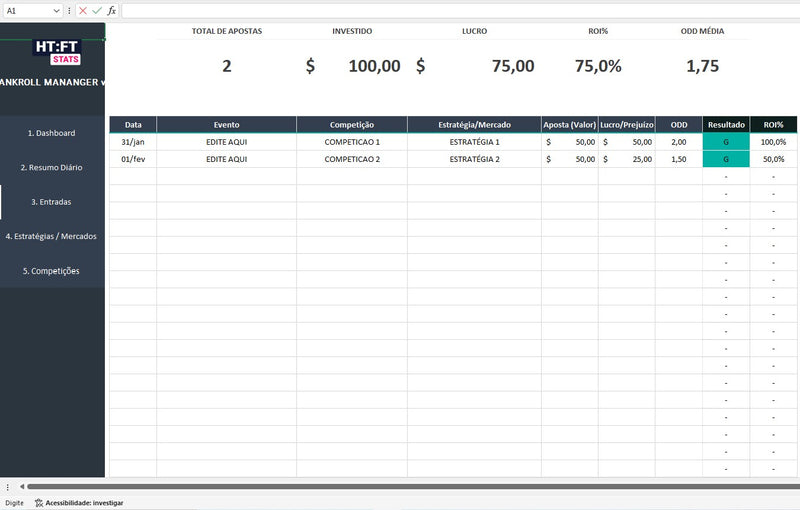 Planilha Gestão De Banca Apostas Esportivas Futebol Bet Excel Trader Esportivo