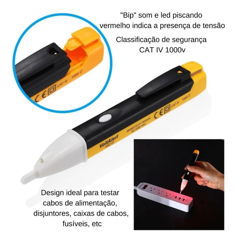 Caneta Chave Teste Eletricista Detector De Tensão 90-1000v