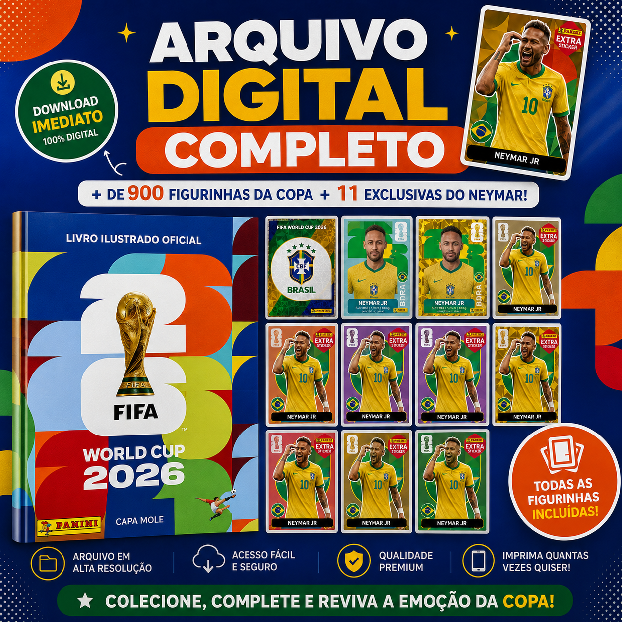 Figurinhas Copa do Mundo 2026 para Imprimir - Kit Completo com 900 figurinhas em alta qualidade.