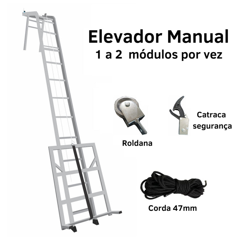 Elevador MANUAL Para Placa Solar Modelo Escada - 1 a 2 Modulos Fotovoltaicos por vez