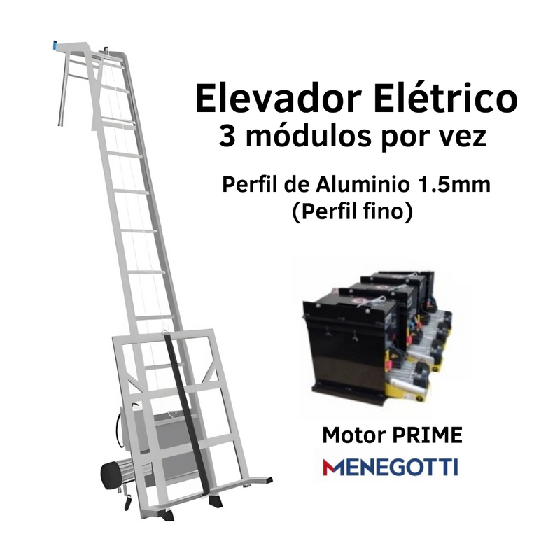 Elevador PRIME Perfil Aluminio Placa Solar - Motor Menegotti 3 Modulos Fotovoltaicos por vez