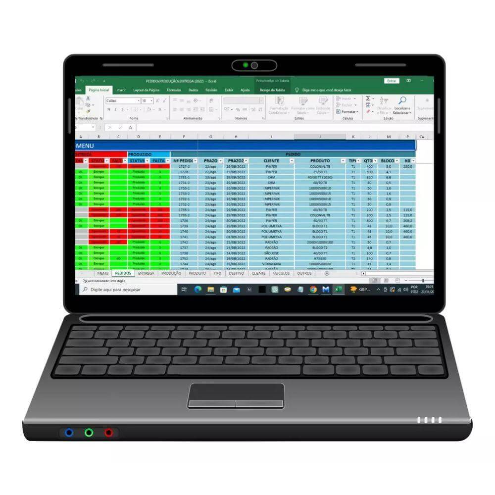 Planilha Planejamento De Controle Produção PCP Plano Gestão Fábrica - Radali Shop