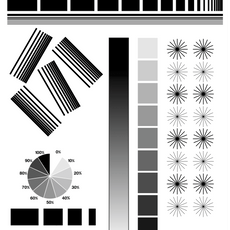 5 Paginas para Teste Impressora JPG - Gráficos de teste de impressora em preto e branco.