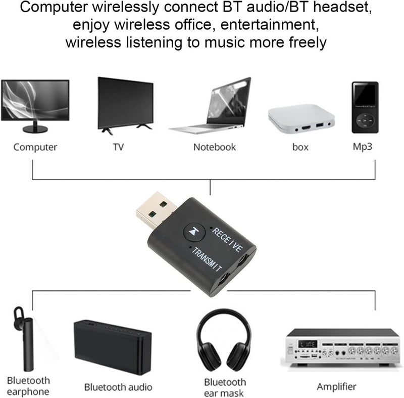 Adaptador Transmissor Receptor Bluetooth 5.0 Audio 2 Em 1 Veicular Pc